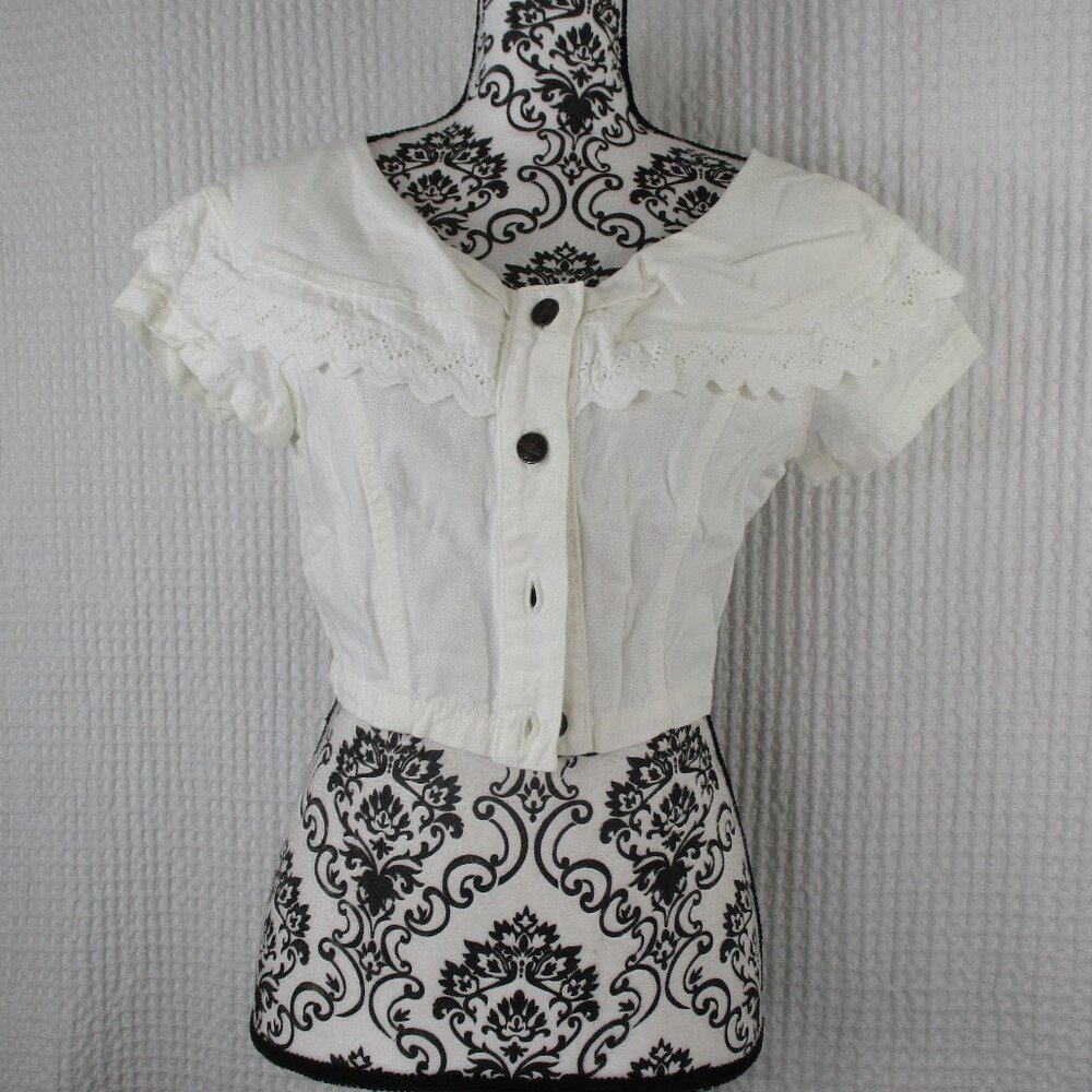 SWITCH USA Cropped Ruffle Top Size Large - Picture 5 of 10